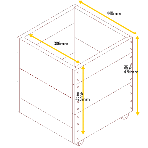 スクエア プランターXLサイズ（2.5段）【木製プランター】【リサイクルウッド】