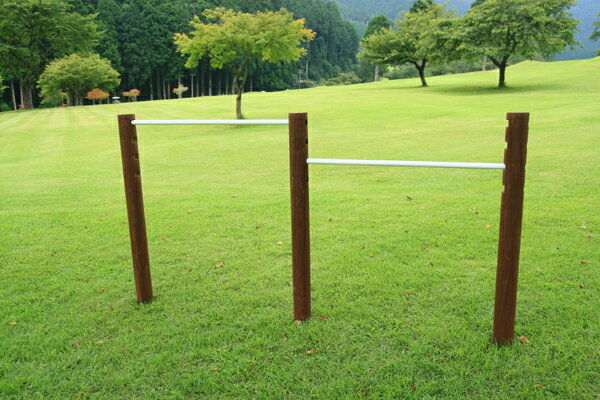 2連鉄棒　ブラウン色　ACQ防腐加工品遊具の定番鉄棒をお庭に設置しませんか？逆上がりの練習にもってこいです。