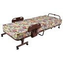【送料無料】固わた入ボリューム 折りたたみベッド/簡易ベッド セミシングル 約幅84.5cm スチールフレーム 手すり キャスター付き 【組立品】
