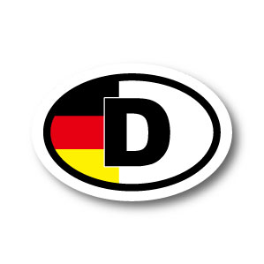 ドイツ国旗 D ビークルID・国識別 ステッカー（シール）屋外耐候耐水 Mサイズ 縦8.5cm×横12cm 楕円タイプ C-1 ドイツ車（アウディ フォルクスワーゲン ボルボなどに)