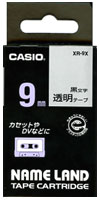 【50％OFF】カシオ「ネームランドテープ・9mm幅・透明テープ・黒文字（XR-9X）」