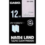カシオ「ネームランドテープ・白文字・透明テープ（XR-12AX）」