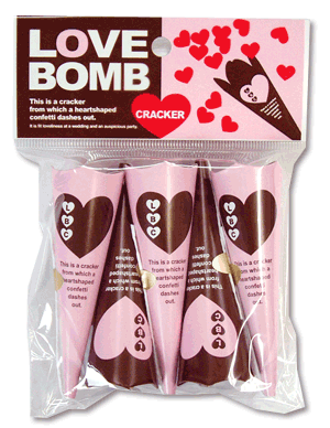 【パーティーグッズ】カネコ　クラッカー（紙吹雪タイプ）赤いハートの紙ふぶき♪LOVE・BOMBクラッカー（5個入り）（日本製）3150円以上で送料無料！(沖縄県をのぞく)世界一のクラッカーメーカー カネコ！ハートの紙吹雪がキュート♪結婚式の二次会におすすめ！