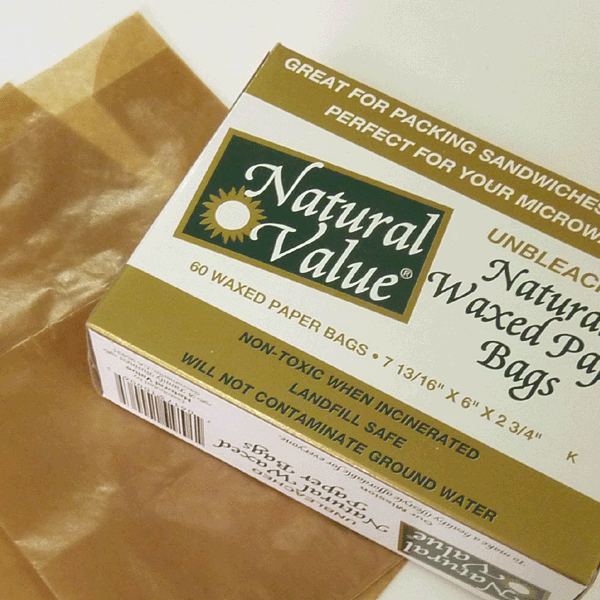 【Natural value/ナチュラルバリュー】ナチュラルワックスペーパーバッグ（60枚入り）3150円以上で送料無料！(沖縄県を除く)無漂白の食品用パラフィン紙袋です♪