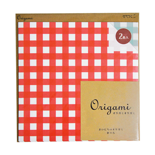 【midori/ミドリ】Origami オリガミオリガミ　15cm角　チェック柄　赤・水色（2色入り）