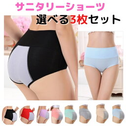 【お買物マラソン★P10倍】【選べる3枚組】 <strong>サニタリーショーツ</strong> レディース 下着 パンツ 生理用ショーツ サニタリー ショーツ 送料無料 メール便 YP