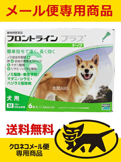 【送料無料】【ポスト投函】犬用 フロントラインプラス M (10kg〜20kg) 1箱 6本入 6ピペット【配送方法:メール便】【動物用医薬品】【ノミ・ダニ・シ...