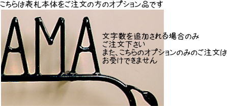 MSP-5をご注文の方のオプション品です8文字以上の方は追加文字をこちらよりお申込下さい。