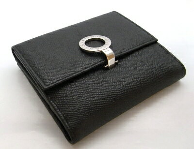 【美品】ブルガリ　BVLGARI 二つ折り財布　Wホック 黒　ブラック　シルバー金具