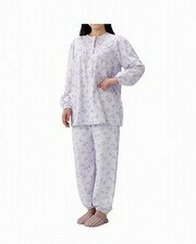 婦人用介護パジャマ-フラワー・パープルBK1802丸十服装