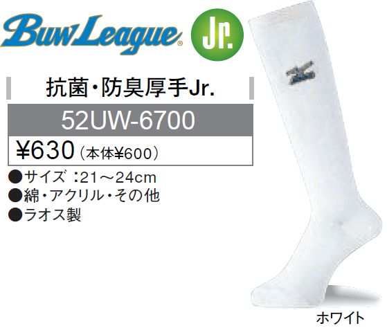 ★ミズノ★ビューリーグ★アンダーストッキング★抗菌・防臭厚手Jr★52UW6700★サイズ:21〜24cm★