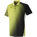 ミズノ MIZUNO ゲームシャツ 62JA900437 ライムグリーン StandardFit ダイナモーションフィット クイックドライPLUS ソフトテニスウエア 日本バドミントン