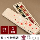 【 宮内庁御用達 】≪吉祥梅箱入≫夫婦箸 龍烈 2膳セット 漆器 漆塗 (結婚祝 ペアギフト)