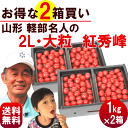 お中元 ギフト さくらんぼ 紅秀峰 【送料無料】山形県さくらんぼ・軽部名人の【2L・大粒紅秀峰】1kg×2箱 (500g×2パック×2箱) バラ詰 べにしゅうほう 秀・特秀品 紅秀峰 さくらんぼ 山形県