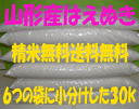 【新米29年産】 山形県産 はえぬき 6袋小分け 無料精米後...
