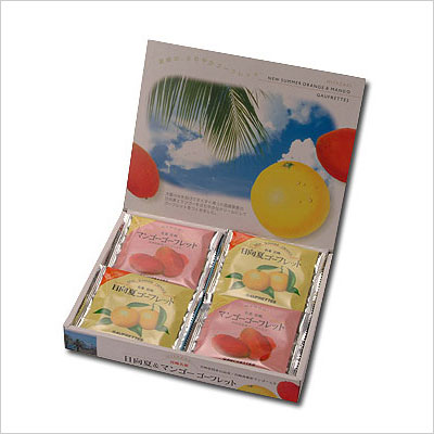 日向夏＆マンゴーゴーフレット(10枚入)宮崎の人気のお菓子、日向夏ゴーフレットに新しく「マンゴー入り」が加わりました。2つの味を楽しめる新定番ギフトです。