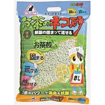 イデシギョー　キャットセイド　お茶のネコ砂　紙製の固まって流せる8L 猫砂