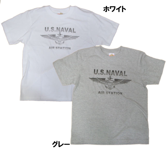 プリントTシャツ 『US NAVAL』 【ホワイト】【グレー】