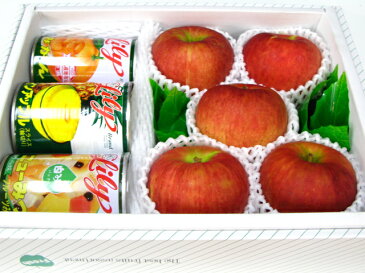 果物サンふじ5個リリー缶詰セット果物お歳暮 フルーツセットお歳暮【楽ギフ_包装選択】【楽ギフ_のし宛書】【楽ギフ_メッセ入力】【あす楽】水果 fruit果物 くだもの盆 お供え