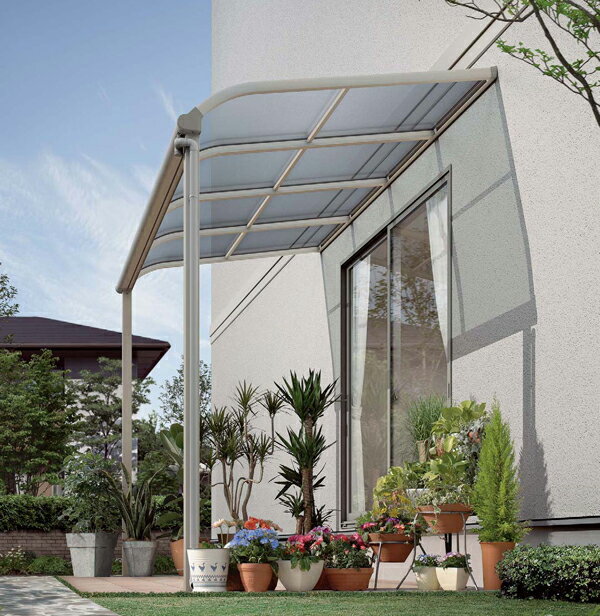 日よけ 窓 テラス 屋根　ヴェクター　アール型 1.0間6尺 柱標準タイプ 熱線遮断ポリカ 1階用