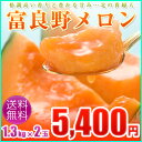 富良野メロン約1.3kg×2玉【送料無料】贈り物に北海道メロンの人気商品　赤肉メロン「ふらのメロン」