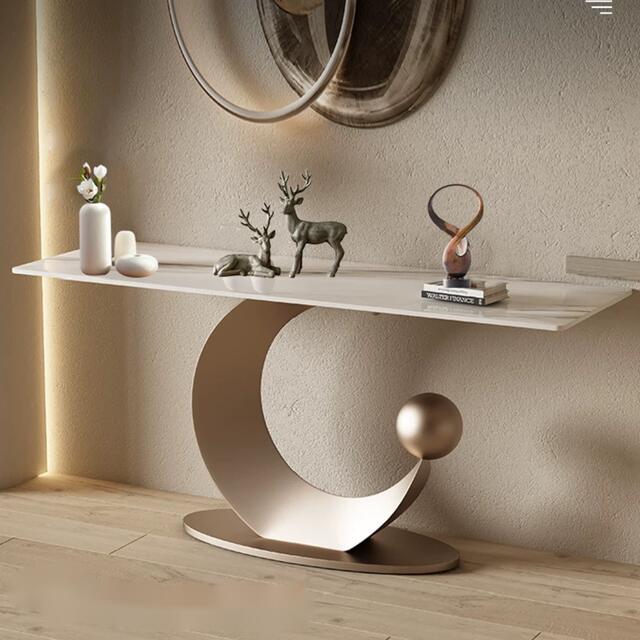 高級サイドテーブル 人造大理石コンソールテーブル 玄関テーブル 花台 電話台