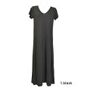 ファッション レディース マキシワンピース 半袖Vネック LLサイズ/black( hw8218 )アパレル サマー
