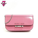 【送料無料】【未使用】PRADA プラダ チェーンショルダーバッグ チェーンウォレット パテントレザー ピンク 1DH011 レディース シルバー金具 ミニバッグ