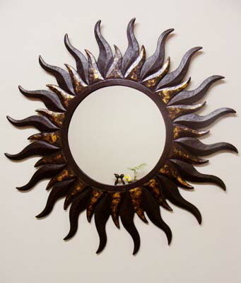 アジアン雑貨 バリ (お日様 ミラー Mサイズ) 壁掛けミラー 鏡 エスニック リゾート