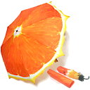 送料無料★晴雨兼用★三つ折りたたみ傘、みかん　オレンジ模様、紫外線カット、UVカット　日傘 アンブレラ 男女兼用傘