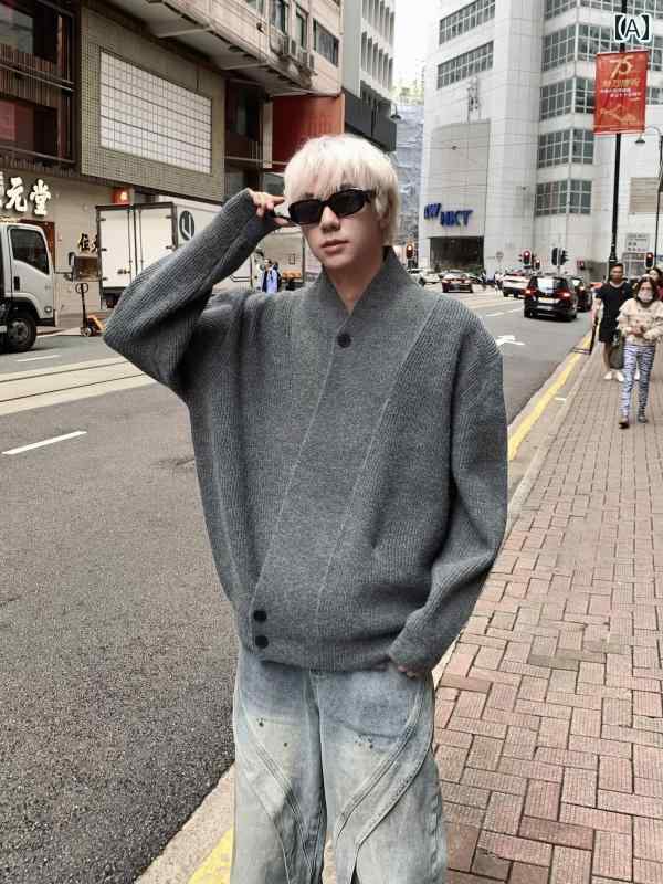 メンズ ファッション 春夏 秋冬 かっこいい オシャレ モテ 男性用 紳士 韓国 シンプル 大人 高級 北極 ベルベット スタイル セーター メンズ ニット セーター 秋冬 ゆったり カジュアル トップス カーディガン ジャケット
