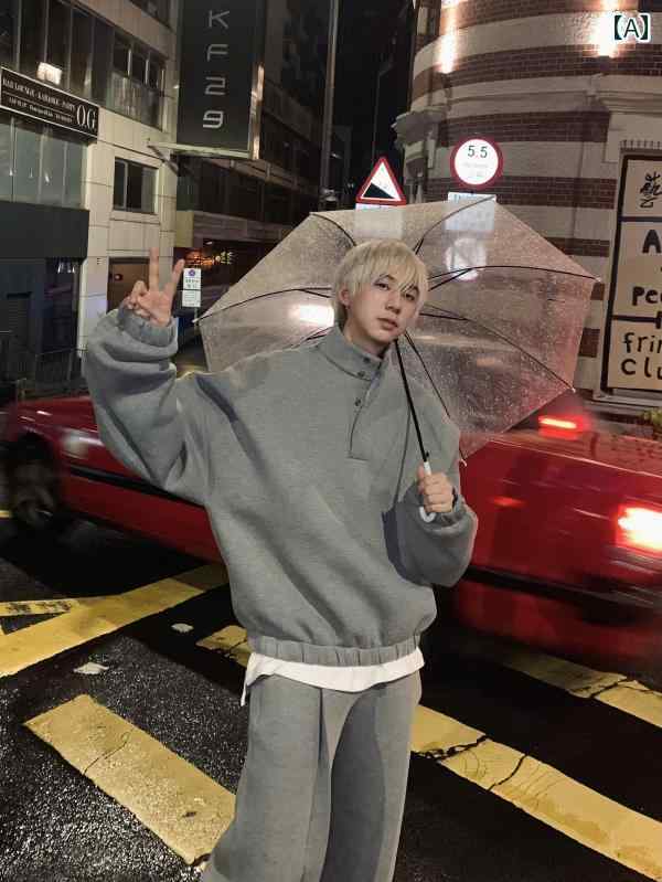 メンズ ファッション 春夏 秋冬 かっこいい オシャレ モテ 男性用 紳士 韓国 シンプル 大人 高級 エア レイヤー シルエット ヘビーウェイト スタンドカラー スウェットシャツ メンズカジュアル スウェットパンツ ツーピース セット