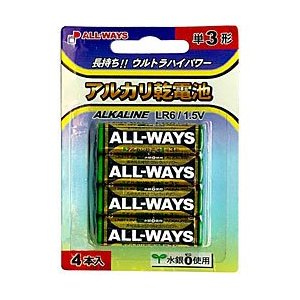 タイムセール！ 電池 単3 アルカリ　【アルカリ 単3 電池　4本 パック T3X4P-AW】【単3電池 電池パック】【防災グッズ】【通販】【yo-ko0810】【yo-ko0813】【yo-ko0815】オールウェイズ アルカリ 単3 電池 4本入りパック T3X4P-AW　【単3電池 電池パック】【防災グッズ】