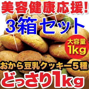 今回のおすすめ豆乳おからクッキーは！豆乳おからクッキー　1KG　（ソフトタイプ） 送料無料　3箱セット　【ダイエット クッキー ダイエット食品】【訳あり ではありません】【通販】豆乳おからクッキー 1KG（ソフトタイプ）送料無料　3箱セット【ダイエット クッキー ダイエット食品】訳あり ではありません