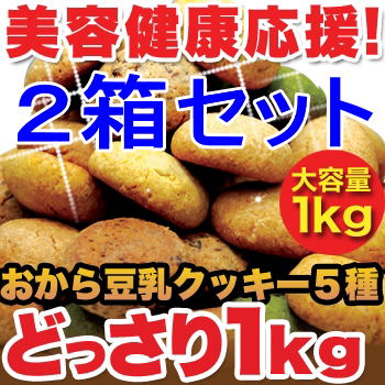 今回のおすすめ置き換えダイエットは！豆乳おからクッキー 1kg x2箱セット　ソフトタイプレビュー記入で送料無料【ダイエット クッキー ダイエット食品】【通販】【yo-ko0810】【yo-ko0813】【yo-ko0815】豆乳おからクッキー 1kg x2箱セット