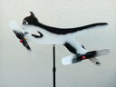 手造り 羽根つき風見鶏 かざぐるま 風車 たまちゃん ねこ 走る まわる 羽根 クルクル 回転 置物 ガーデニング 癒し なごみ エクステリア 木製 かわいい