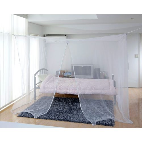 【送料無料】清涼エコ蚊帳（かや）　3畳・シングルベッド用めくり防止・留めフック付　SR-30E幅250×奥行150×高さ200cm【Aug08P3】