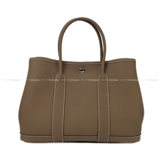HERMES エルメス ガーデンパーティ 30 TPM オールレザー エトープ (エトゥープ) ネゴンダ シルバー金具 トートバッグ W刻印 新品(HERMES Garden Party 30 TPM All Leather Etoupe Veau Negonda Silver HW tote bag[BRAND NEW][Authentic]) #yochika