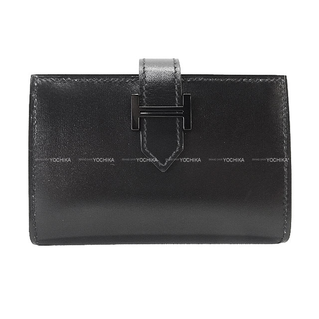 HERMES エルメス ベアン カードケース モノクローム ソーブラック SO BLACK 黒 (ブラック) ボックスカーフ ブラック金具 カードケース B刻印 新品未使用(HERMES Bearn Card holder Monochrome SO BLACK Noir (Black) Box Calf Black HW card holder[EXCELLENT][Authentic])