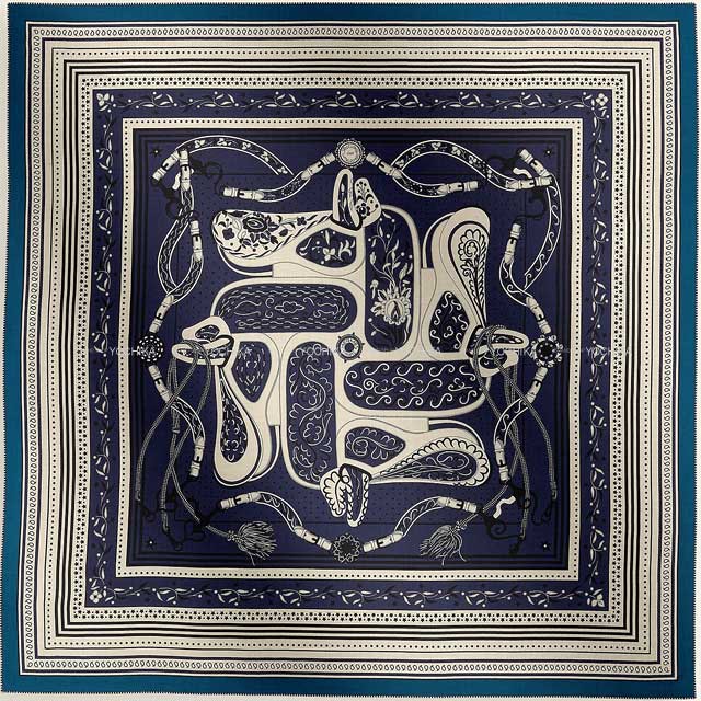 2025年春夏 HERMES エルメス カレ140 アマゾンの祭典 バンダナ マリン/ナチュラル/黒 カシミヤ70% / シルク30% スカーフ 新品(2025SS HERMES Carre 140 Festival Des Amazones Bandana Marine/Natural/Black Cashmere70% / Silk30% scarf[BRAND NEW][Authentic])