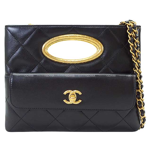 2024年 秋冬 新作 CHANEL シャネル ココマーク マトラッセ チェーン 黒 (ブラック) ラムスキン マットゴールド金具 AS5038 クラッチバッグ 新品(2024 AW New CHANEL Coco mark Matelasse Chain Noir (Black) Lambskin Mat Gold HW AS5038 Clutch bag[BRAND NEW][Authentic])