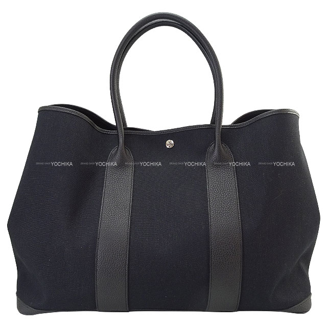HERMES エルメス ガーデンパーティ 49 GM ヴォヤージュ 黒 (ブラック) トワルミリタリー/ネゴンダ トートバッグ Z刻印 新品同様【中古】([Pre-loved] HERMES Garden Party 49 GM Voyage Noir (Black) Toile Militaire/Veau Negonda tote bag[LIKE NEW][Authentic])