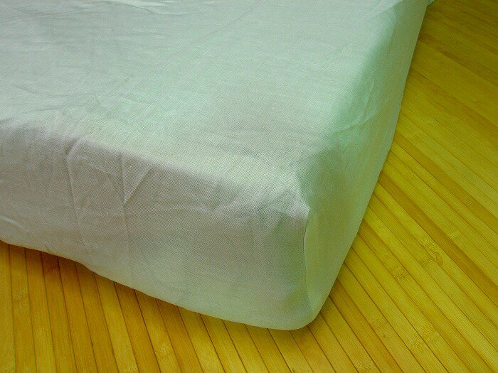 麻100％ベッド用ボックスシーツ日本製（セミダブルサイズ）スノー