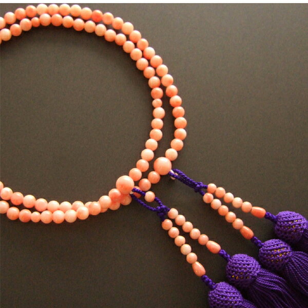 女性用二輪数珠 深海珊瑚・紫色房