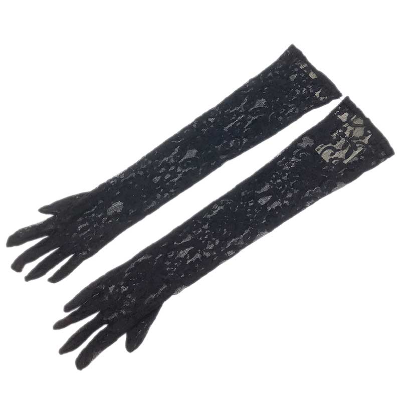 GUCCI グッチ キ アームカバー コットン ブラック #7 #S 703281 3SACT 1000 総レース 手袋 【未使用】