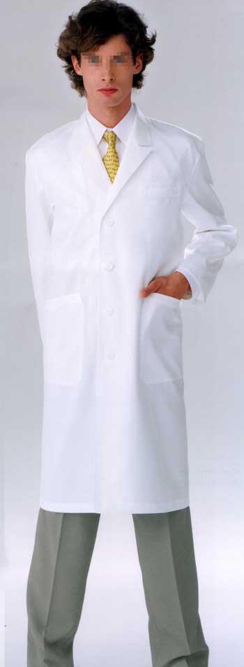【送料無料】綿100％なのにノンプレス加工　男性ドクター用診察衣シングル型