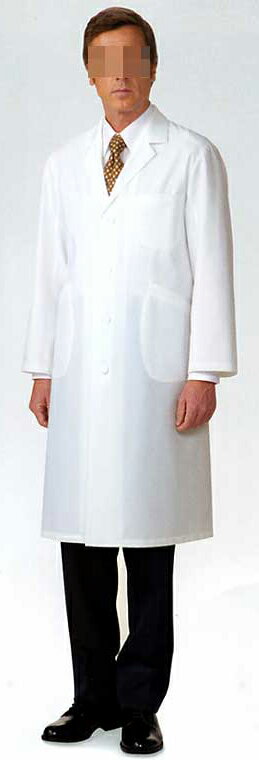 ドラマ[医龍]着用モデル　形態安定性抜群　男性用診察衣／シングル型長袖オフホワイト