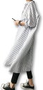 ルクシア フィル レディース 白 サイズ 長袖 ロング 襟 襟つき 襟付き 前開き トップス ワンピース ストライプ(グレー, XL)
