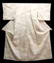 正絹紬きもの　NO34白地生成りに紗綾型絣模様に絞り併用仕立て上がり着物送料無料【yokohama】【中古】