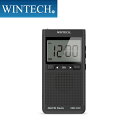 ポケットラジオ DMR-C500 ブラック アラーム時計機能搭載 AM/FMデジタルチューナーラジオ オレンジに光る 時計の数字が見やすい大型表示 WINTECH/ウィンテック